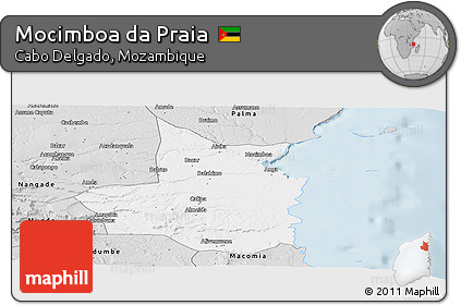 Silver Style Panoramic Map of Mocimboa Da Praia