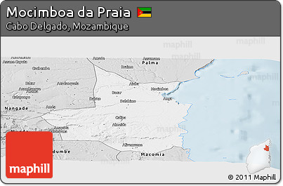 Silver Style Panoramic Map of Mocimboa Da Praia