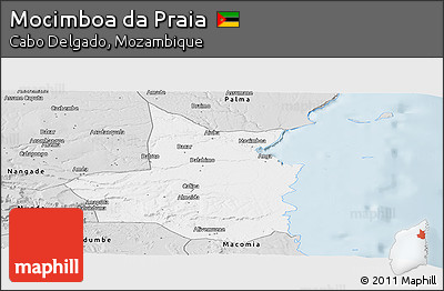 Silver Style Panoramic Map of Mocimboa Da Praia