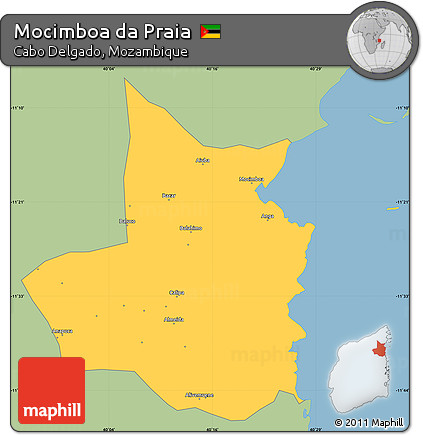 Savanna Style Simple Map of Mocimboa Da Praia, single color outside