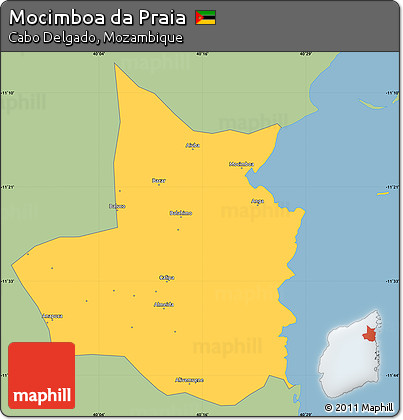 Savanna Style Simple Map of Mocimboa Da Praia, single color outside