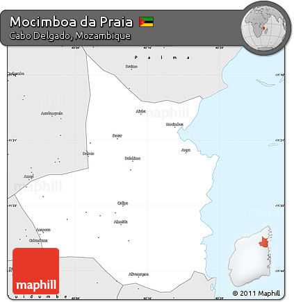 Silver Style Simple Map of Mocimboa Da Praia