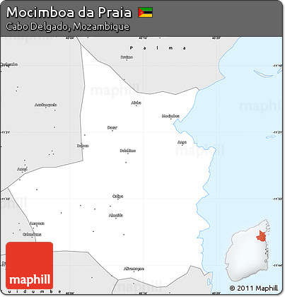 Silver Style Simple Map of Mocimboa Da Praia