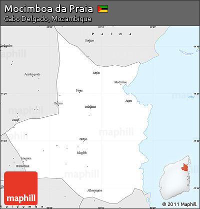 Silver Style Simple Map of Mocimboa Da Praia