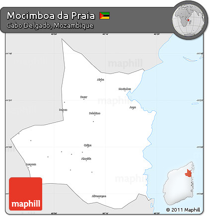Silver Style Simple Map of Mocimboa Da Praia, single color outside
