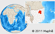 Shaded Relief Location Map of Montepuez, highlighted country