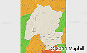 Shaded Relief Map of Montepuez, political outside