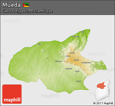 Physical 3D Map of Mueda, single color outside