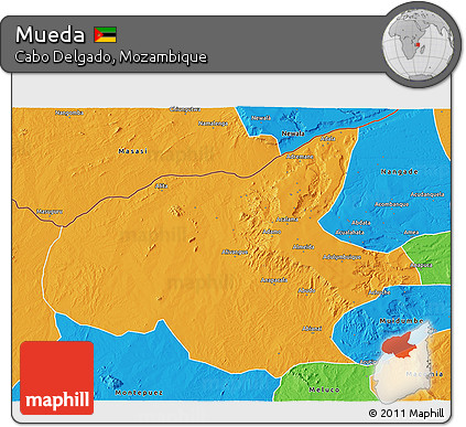 Political 3D Map of Mueda