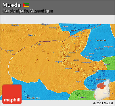 Political 3D Map of Mueda
