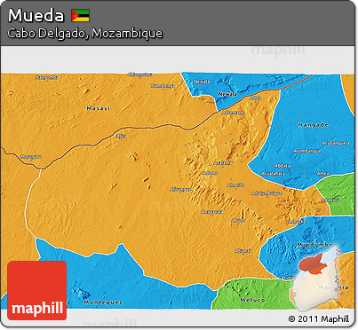 Political 3D Map of Mueda
