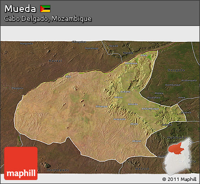 Satellite 3D Map of Mueda, darken