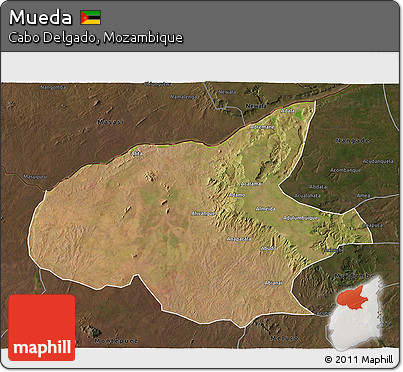 Satellite 3D Map of Mueda, darken