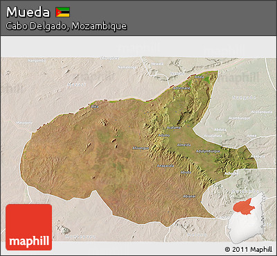 Satellite 3D Map of Mueda, lighten