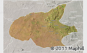 Satellite 3D Map of Mueda, lighten, semi-desaturated