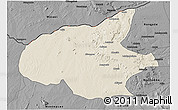Shaded Relief 3D Map of Mueda, darken, desaturated