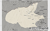 Shaded Relief 3D Map of Mueda, darken, semi-desaturated
