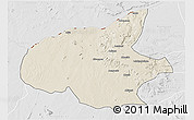 Shaded Relief 3D Map of Mueda, lighten, desaturated