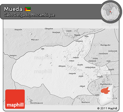 Silver Style 3D Map of Mueda
