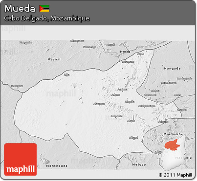 Silver Style 3D Map of Mueda