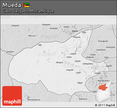 Silver Style 3D Map of Mueda