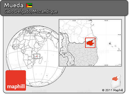 Blank Location Map of Mueda, highlighted country