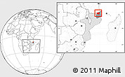 Blank Location Map of Mueda, highlighted country, highlighted parent region, within the entire country