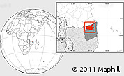 Blank Location Map of Mueda, highlighted country, highlighted parent region