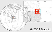 Blank Location Map of Mueda, highlighted country
