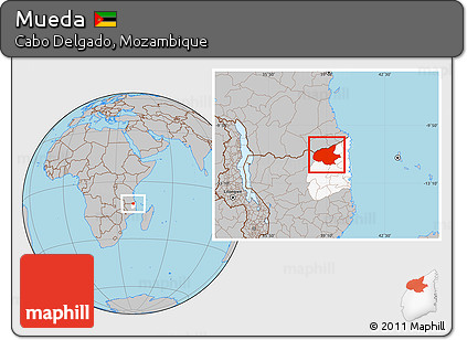 Gray Location Map of Mueda, highlighted parent region
