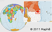 Political Location Map of Mueda, highlighted country