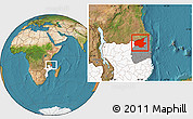 Satellite Location Map of Mueda, highlighted country, highlighted parent region