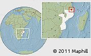 Savanna Style Location Map of Mueda, highlighted country, within the entire country, hill shading