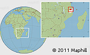 Savanna Style Location Map of Mueda, highlighted parent region, within the entire country