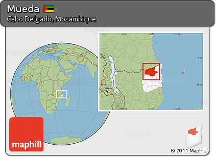 Savanna Style Location Map of Mueda, highlighted parent region