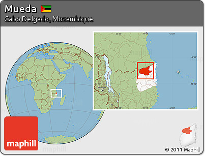 Savanna Style Location Map of Mueda, highlighted parent region