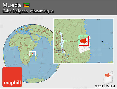 Savanna Style Location Map of Mueda, highlighted parent region