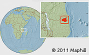 Savanna Style Location Map of Mueda, hill shading