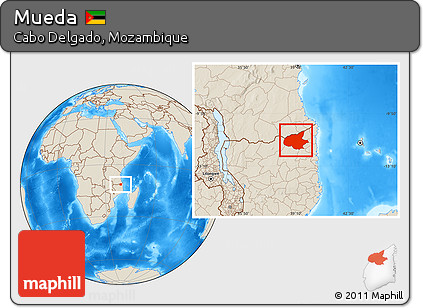 Shaded Relief Location Map of Mueda