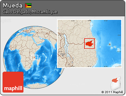 Shaded Relief Location Map of Mueda