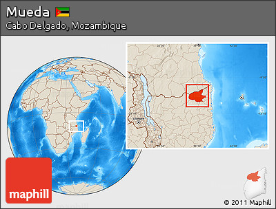 Shaded Relief Location Map of Mueda
