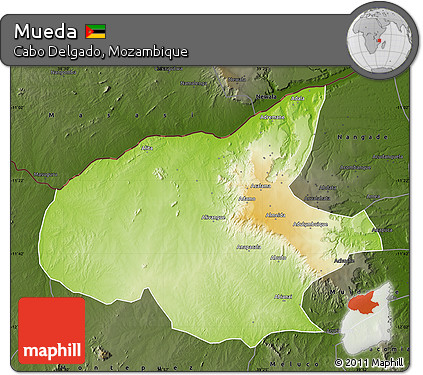 Physical Map of Mueda, darken