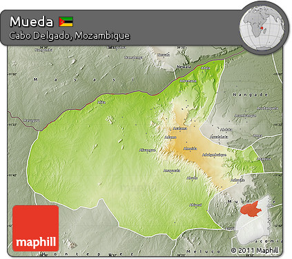 Physical Map of Mueda, semi-desaturated