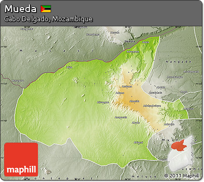 Physical Map of Mueda, semi-desaturated