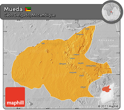 Political Map of Mueda, lighten, desaturated