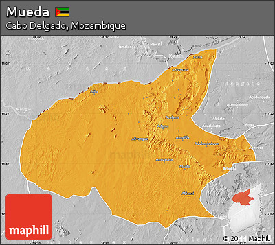 Political Map of Mueda, lighten, desaturated