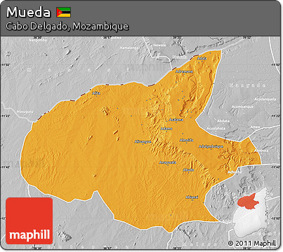 Political Map of Mueda, lighten, desaturated