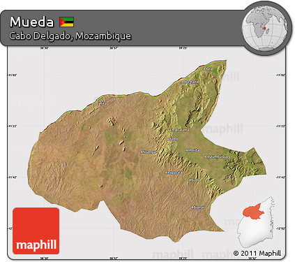 Satellite Map of Mueda, cropped outside
