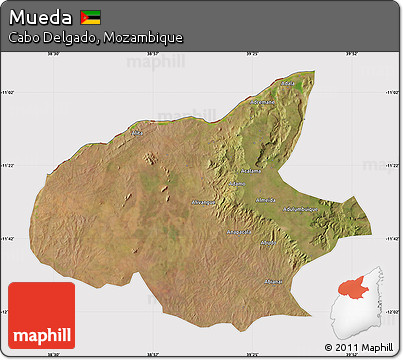 Satellite Map of Mueda, cropped outside