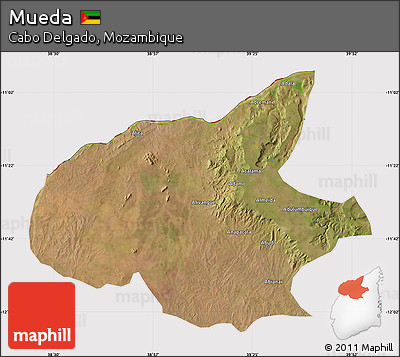 Satellite Map of Mueda, cropped outside